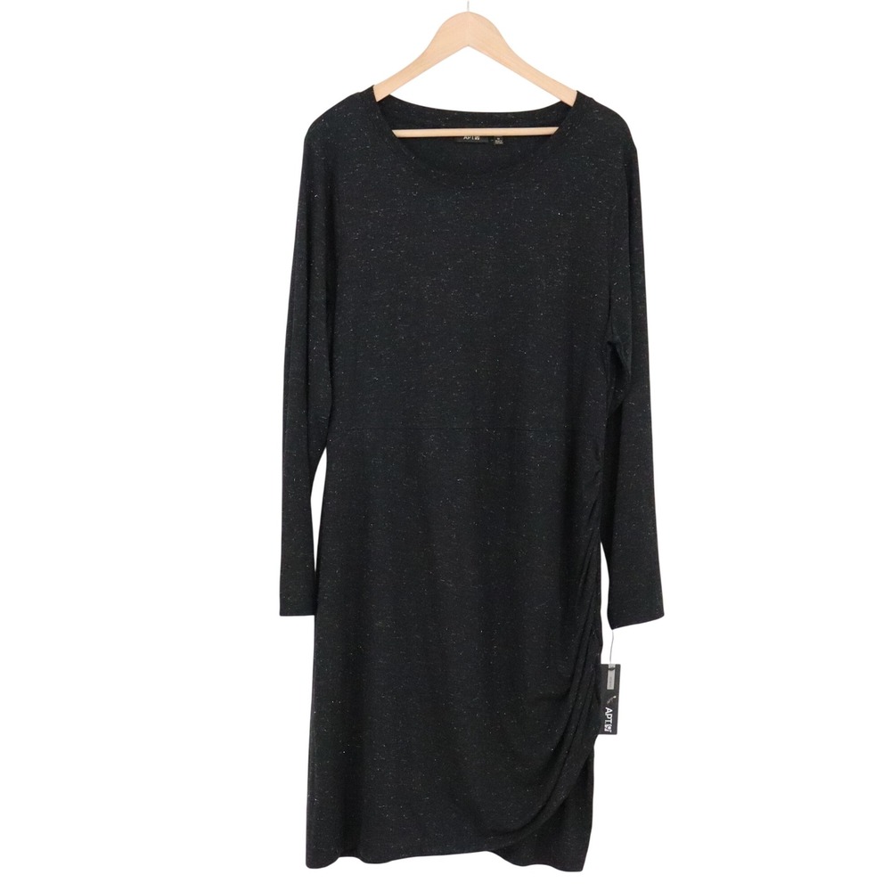Apt. 9 Dress Women 1X Angelina Knit Wrap Black Glitz Long Sleeve NWT